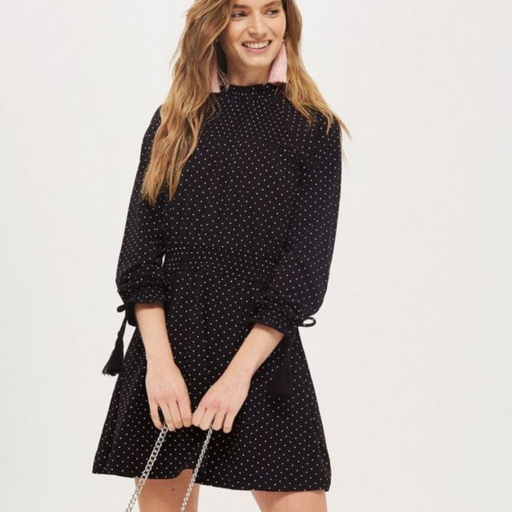 Topshop Petite: Spot Shirred Waist Dress